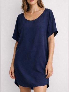 Vince 100% Silk Navy Tunic / Shift Mini Dress - Size Large